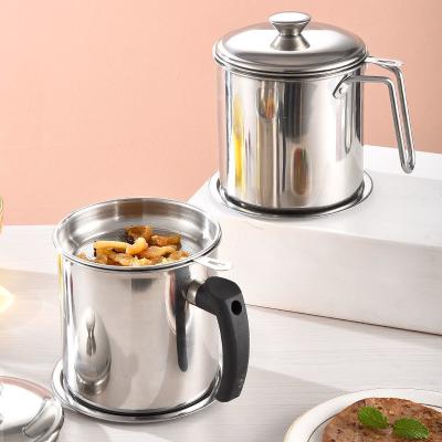 China Sustainable Household Sus304 Stainless Steel Oil Filter Pot With Dyer Dish Pot For Storing Frying Oil for sale