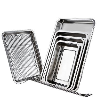 China 304 Stainless Steel Sustainable Flat Bottom Tray Domestic Bakery Hotel for sale