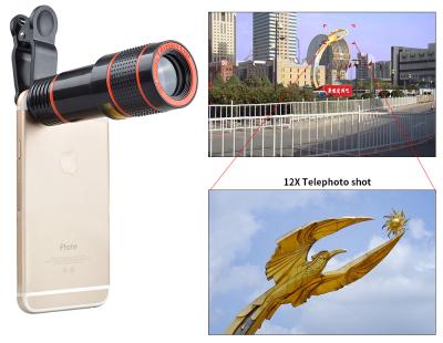 China 12x Telephoto Zoom Zoom 12X Phone Lens Telescope Lens Mobile Phone Camera Adjustable Optical Telephoto Lens for sale