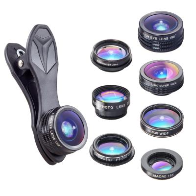 China Apexel Multi-Functional Extending Mobile Phone Lens Luxury 2x Zoom Lens 7in1 Kit Camera Lenses For Mobile Phone for sale