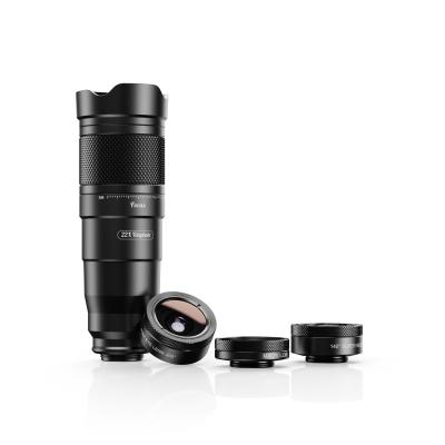 China Muti-layer coating glass+ Alloy+ABS optical aluminum 4K HD mobile phone lens 22X zoom telephoto camera lens telescope lens with tripod for sale