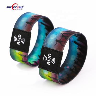 China Custom Classic 13.56MHZ 1K S50 RFID Festival Stretch Elastic Wristband For Events 185x25MM /160X25MM/ 145X25MM for sale