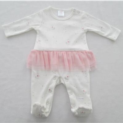 Chine Le bébé de couplage de coton de pyjama plein gaine les barboteuses aux pieds de bébé avec des pieds Mesh Frills à vendre