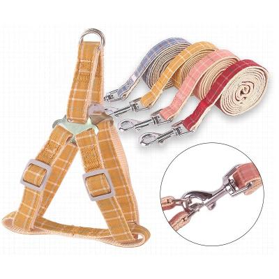 China Sustainable Pet No Pull Dog Harness Leash Set Soft Plaid Dog Harness And Leash For Walking for sale