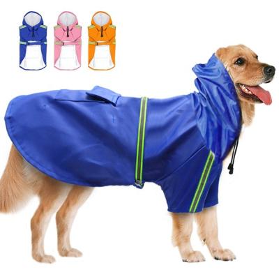 China Large Dog Viable Raincoat Adjustable Pet Water Proof Clothes Light Jacket Poncho Rain Hoodies With Reflective Branding for sale