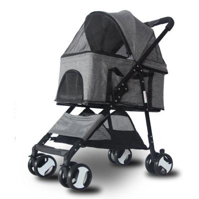 China Viable 4 Wheel Dog Cat Jogger Stroller One-Click Folding Travel Pet Carrier Trolley Pet Stroller For Dogs for sale