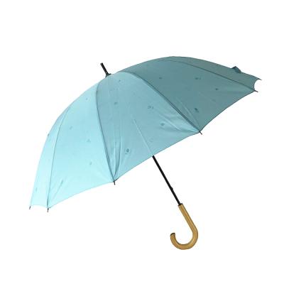 China 12K Hanging Ribs Manual Fiberglass 12 Bone Wooden Open Handle Umbrella Custom Print for sale