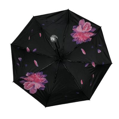 China High Quality UV Protection Folding Black Coating Flowering Foldable Mini Umbrella for sale