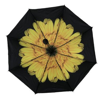 China Summer Folding Anti-UV Sunflower Flowering Compact 5 Fold Umbrella Travel for sale