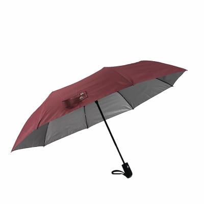 China China Auto Open Triple Foldable Waterproof Silver Coating Advertising UV Folding Umbrella for sale