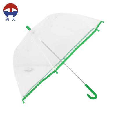 China Fancy Pongee Mushroom Shape Cute Clear Transparent Dome Shape Kids Safe Fiberglass Umbrella for sale