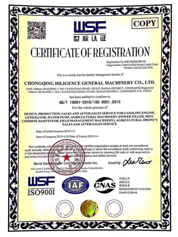 ISO9001 - Chongqing Diligence General Machinery Co., Ltd.