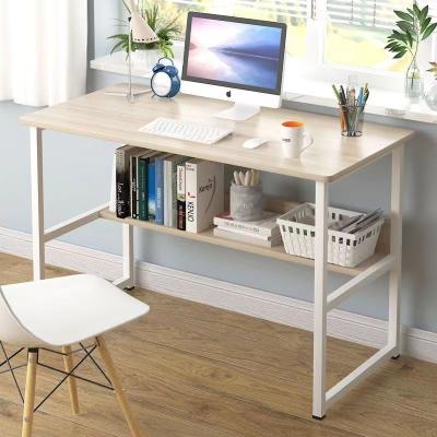 China Industrial Design Small Space Home Adjustable Chipboard Furniture Chipboard PC Laptop Table Top (Height) Study Writing Desk With Storage Shelf for sale