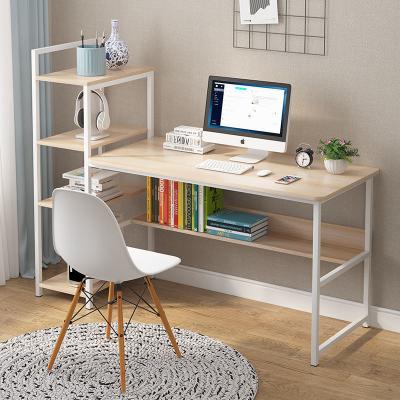 China (Size)Adjustable Modern Wood and Metal Foundations Corner Shelf Office Computer Survey Studying Writing Table Desk with Storage Shelf Shelves for sale