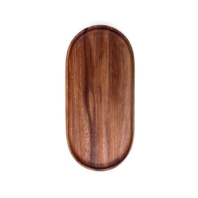 China Customization Sustainable Home Use Walnut Classic Rustic Dark Brown Decorative Serving Tray Wooden Tray for sale