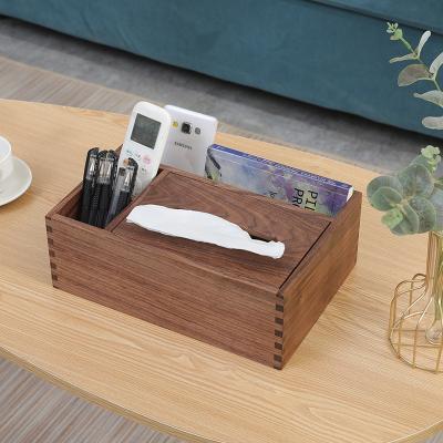 China Modern Wooden Paper Towel Storage Box Household Tissue Rack Removable Tissue Case Boxes for Home Office for sale