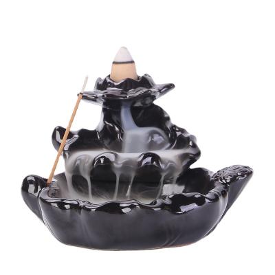 China Chinese Incense Customizes Home Natural Aromatherapy Backflow Incense Holder Waterfall Ceramic Censer for sale