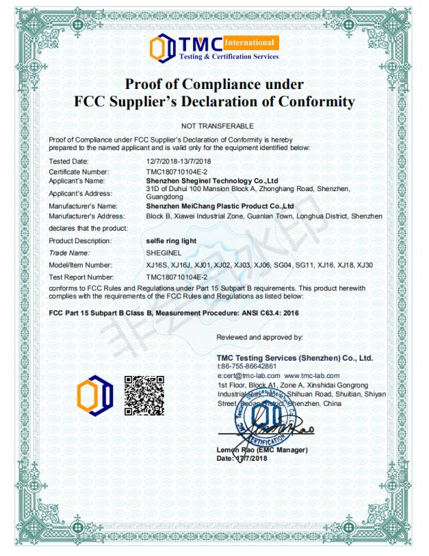 FCC - Shenzhen Sheginel Technology Co., Ltd.