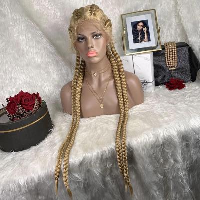 China Cheap Braid Price African Cornrow Braided Wig 13*4 Human Hair HD Brazilian 4x4 Micro Frontal Braids Wigs Vendors For Black Women for sale