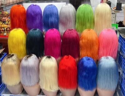 China Cheap Straight Ombre Colored Bob Closure Wigs Lace Front Wigs Peruvian Hair Lace Frontal Colored Women Bob Virgin Hair Wig For for sale