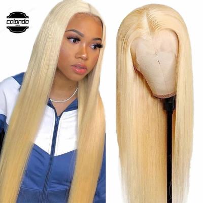 China HD 613 Straight Transparent Hair Full Lace Wig Half Lace Front Wig Human Hair 613 Hd Full Lace Front Wig for sale