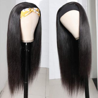 China Cheap Price Headband Wig Silk Headband Wigs For Black Women Brazilian Wig With Tied Headband For Black Women Machine Made Remy Hair for sale