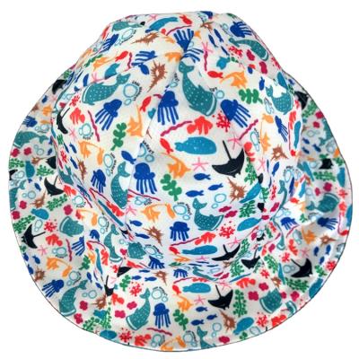 China Custom Logo Bucket Hat Blank Double Sided Cotton Fisherman Hat Double Sided Custom Logo All Over Print Embroidered Sun Protection Designer for sale