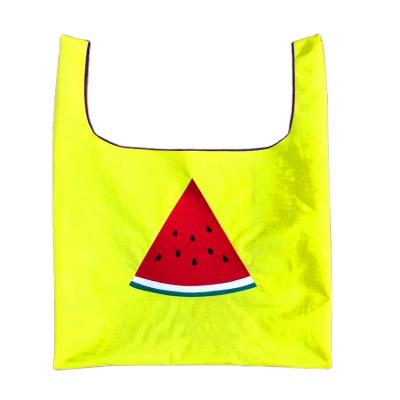 China Wholesale fashion custom printing your logo eco-friendly reusable polyester shopping bag fruit pattern foldable patch embroidery custom for sale