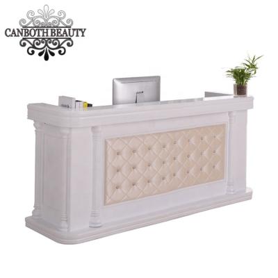 China Modern Modern Nail Salon Reception Table Desk With PU Leather Decoration In Front CB-R090 for sale