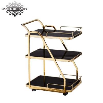 China Hot-selling Modern Beauty Salon Trolley Hairdressing Gold Trolley Trolley for sale