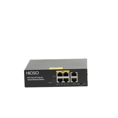 China LACP Nonstandard Poe Hioso 10/100mbps 4 Poe Ports Passive Nonstandard Dc48v Poe Switch for sale