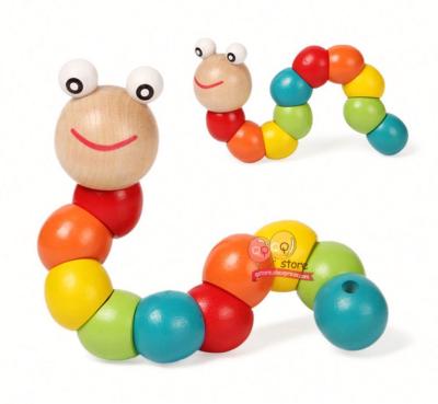 China Educational Didactic Baby Development Toys Colorful Wooden Worm Puzzles Children Learning Baby Educational Didactic Development Toys Finger Game For Children N0154 for sale