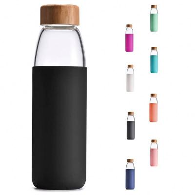 China Wholesale 650ml 1000ml Eco Borosilicate Glass Clear Water Bottle Sustainable Custom Made Custom Made for sale