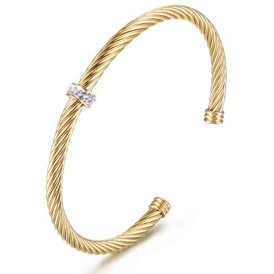 China CLASSIC Adjustable Gold Twisted Cable Cuff Bracelet for sale