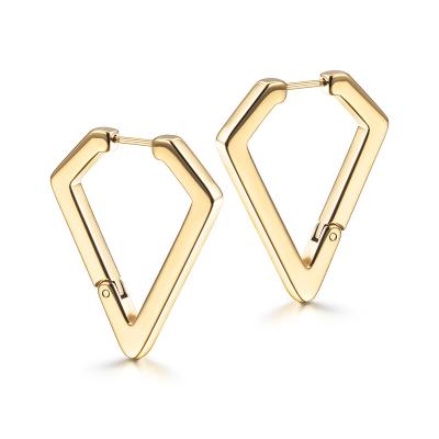 China CLASSIC Brand New Plain Geometric Pentagon Steel Huggie Hinged Circle Earrings for sale