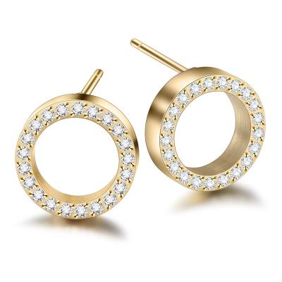 China CLASSIC Tiny Crystal Stud Cutout Round Stud Earrings for sale