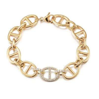 China CLASSIC Women's Fancy 14 Karat Gold Clasp Chain Fashion Bracelet for sale