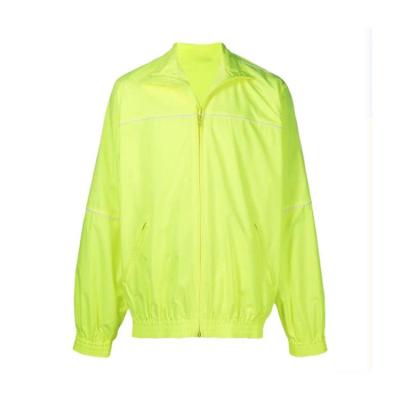 China QUICK DRY contrasting neon yellow collar stand wholesale custom branded balance track jacket plus size easy advertising loose windbreaker jacket for sale