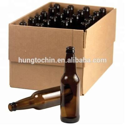 China Recyclable Strong Brown Kraft Paper 12/24 Bottles Corrugated Cardboard Package Box Beer Wine Box With Dividers for sale