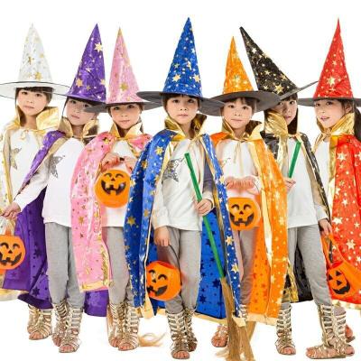 China 2022 Polyester Festival 2 Pieces Factory Promotion Polyester Satin Halloween Custom Cape For Kids Girls&Boys for sale