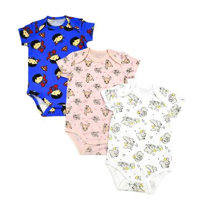 China bulk buy 95%Cotton/5%Spandex infant clothes cute cotton baby girl short sleeve romper organic baby jumpsuit for sale