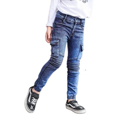 China Color Fade Proof Meow Solid Color Boys Fashion Design Kids Babies Boy Casual Jeans Pants Blue Pants & Trousers for sale