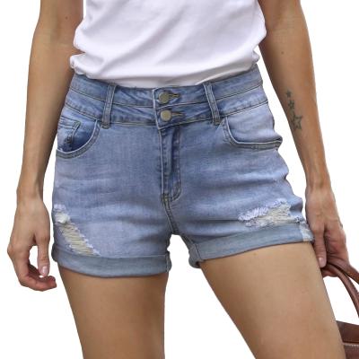 China Ripped Stretch Denim Jean Shorts Junior Short Rise Jeans Women QUICK DRY Summer Mid Waist Stretch Shorts Jeans for sale