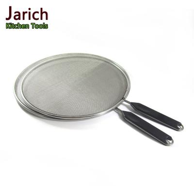 China Cheap Guard Stainless Steel Mesh Splatter Screen Set Hot Sale Plastic Splatter With Plastic Handle Diameter 24/26/28/30/32cm for sale