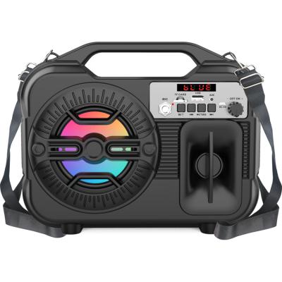 China No Hot Sale 4 Inch ZQS1425 Led Colorful Lights Wired Wireless Microphone Music Speaker Radio Support Usb/Tf/Fm for sale