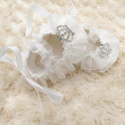 China Cute Newborn Crystal Crown Headband Hundred Day Banquet Dress With Handmade Baby Shoes Baby Shoes for sale