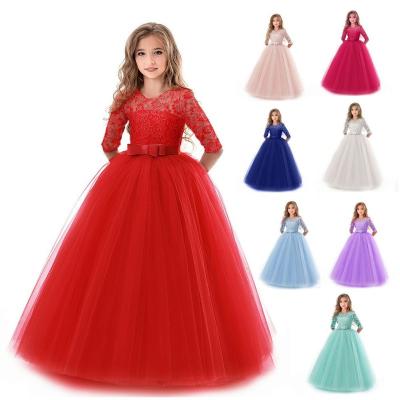 China New Breathable Hot Selling European and American Girl's Dress Lace Gauze A Line Edge Big Children's Princess Dress for sale