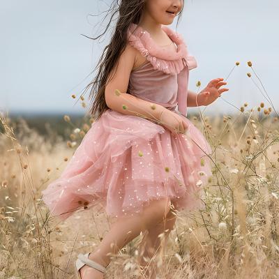 China 2023 High Quality Toddler Girl's Birthday Dress Breathable Sequin Suspender Cake Pink Skirt Dress Dresses for sale