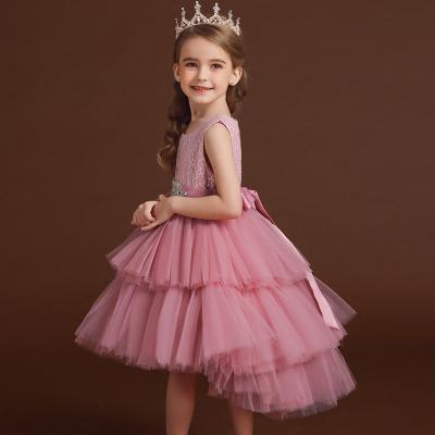 China Children's Breathable Gauze Wedding Dress Princess Skirt Girl's Performance Dress Flower Puffy Dress for sale