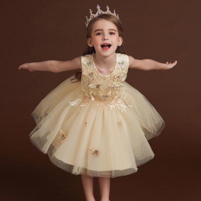 China Children's Breathable Gauze Embroidery Wedding Dress Princess Skirt Flower Puffy Children Dress for sale